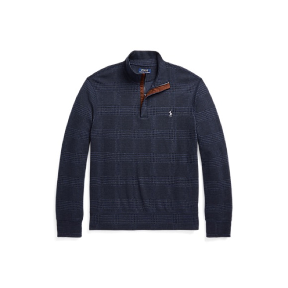Luxury Jersey Quarter-zip Pullover Polo Ralph Lauren XXL Navy Herringbone GUC